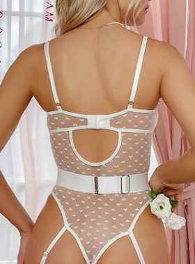 pajamas see-through girl sexy one-piece pure Lace desire