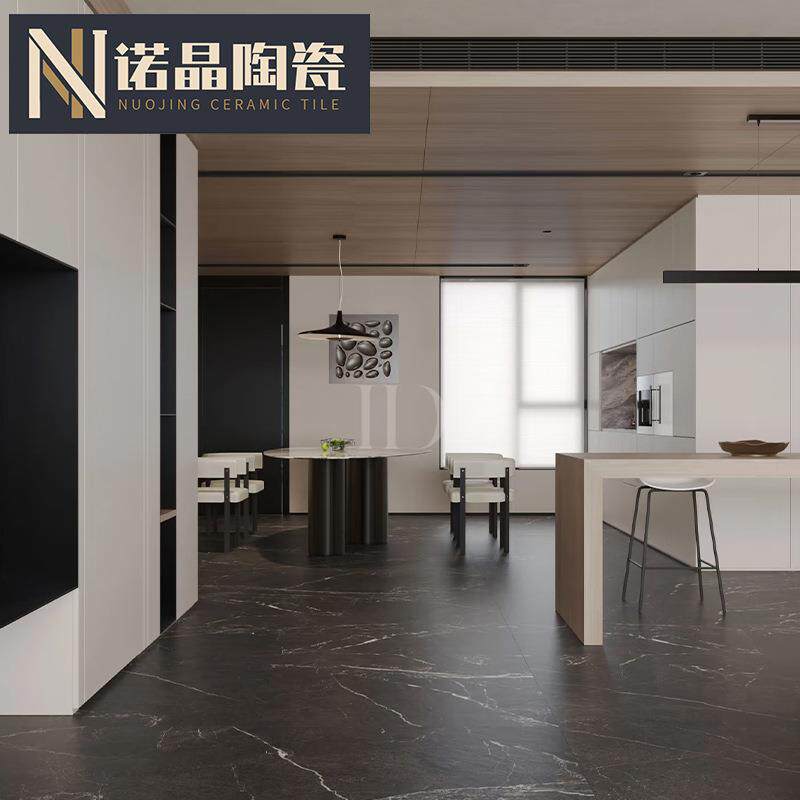 黑色0体瓷砖6通00复如图x120商场哑光防滑地板砖酒店别墅KTV地砖