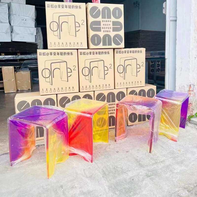 网红款七彩色亚克力小凳子u形热弯浴室北欧简约现货厂家直销批发