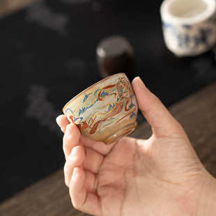 敦煌飞天茶杯文创品茗杯单杯复古个人杯主人杯喝茶家用功夫小茶碗