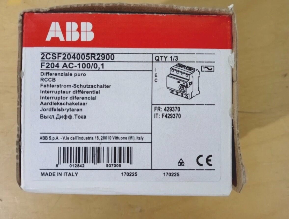 ABB F204 AC-100/0.1 剩余电流断路器 2C