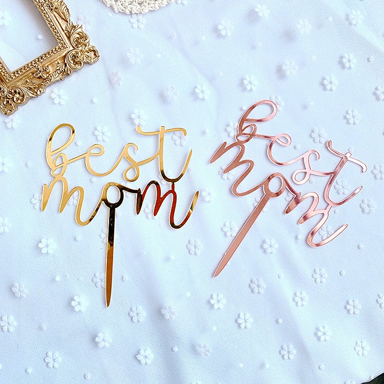 新品英文字母best mom亚克力蛋糕插牌母亲节感恩妈妈生日蛋糕装饰