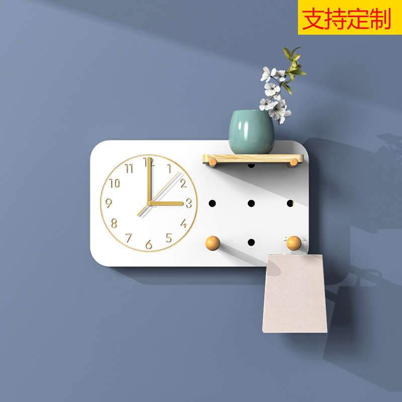 北欧电表箱装饰画带钟表洞洞板配强闸盒遮挡时钟挂画创意简约现代