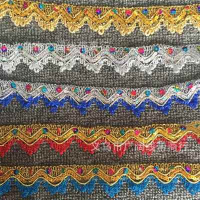 现货亮片花边舞蹈服饰配件民族民俗演出服装辅料金银丝带闪花边