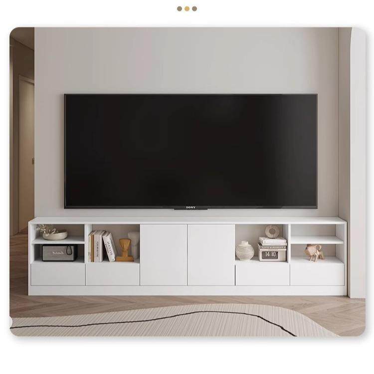 现代简态约超薄电视柜实子木生板收纳储物一体高柜MLO款无腿落地