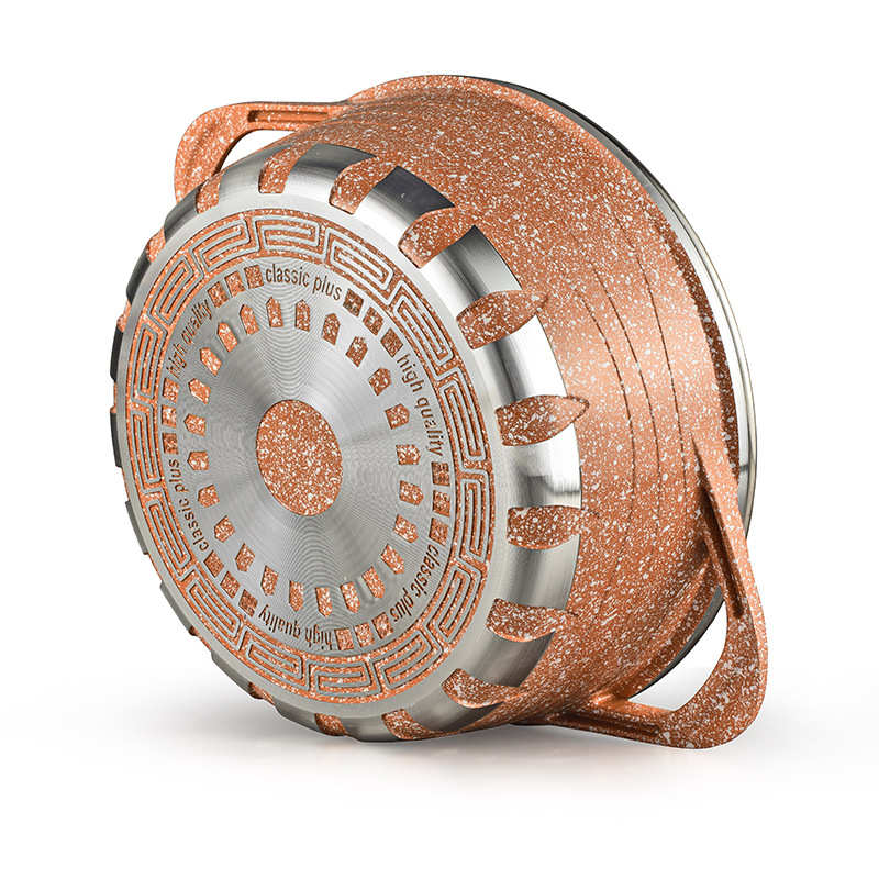 热销大理石多功能加厚压铸汤锅火星十件套汤锅套装pot批发