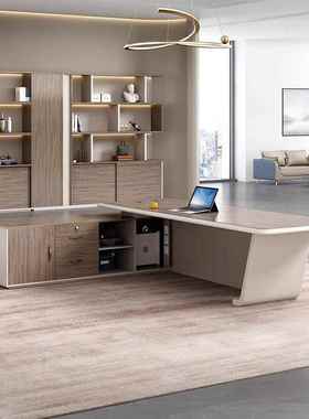 老板办公桌简约现办公室大班桌经理主管桌桌代轻烤奢漆老板桌OBK