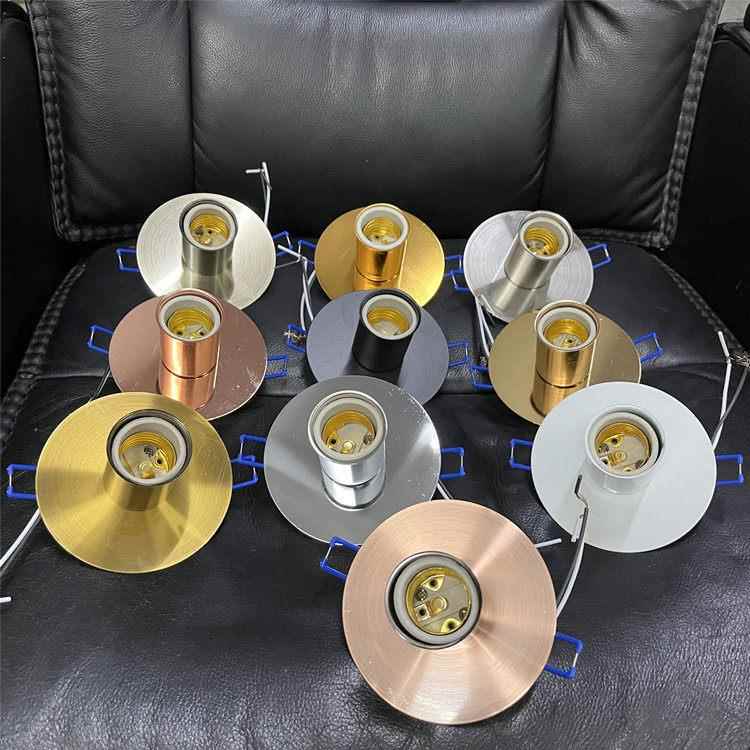 E27卡式天花灯座嵌入式螺口陶瓷灯头明装卡簧灯座改造灯具配件DIY
