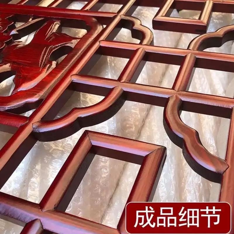 东阳木雕实木花格镂空新中式屏风隔断客厅背景墙装饰彷古门窗定做