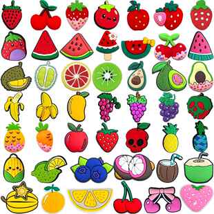 水果系列47颗洞洞鞋鞋花鞋扣 PVC鞋扣洞洞鞋diy配饰配件山竹榴莲