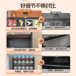 中古风书架落地多层置物架客厅家用厨房钢制收纳书柜储物柜整理架