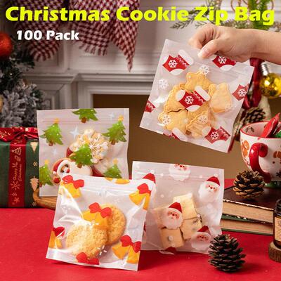 Christmas Treat Bags Cellophane Cookie Zip Party Supplies