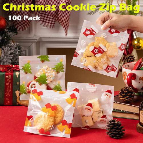 Christmas Treat Bags Cellophane Cookie Zip Party Supplies