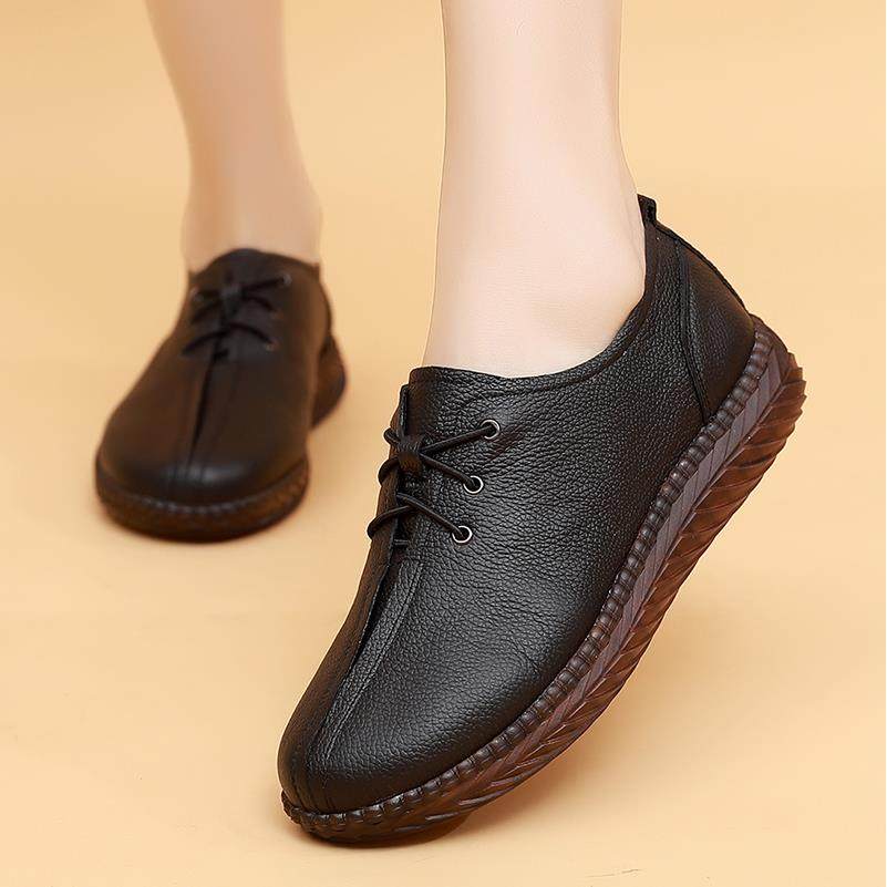 高档春秋新款平女鞋休底深闲口单鞋中老年底皮鞋女妈妈鞋真皮软老,女鞋,深口单鞋,淘宝优惠券,粉丝福利购,淘宝优惠卷