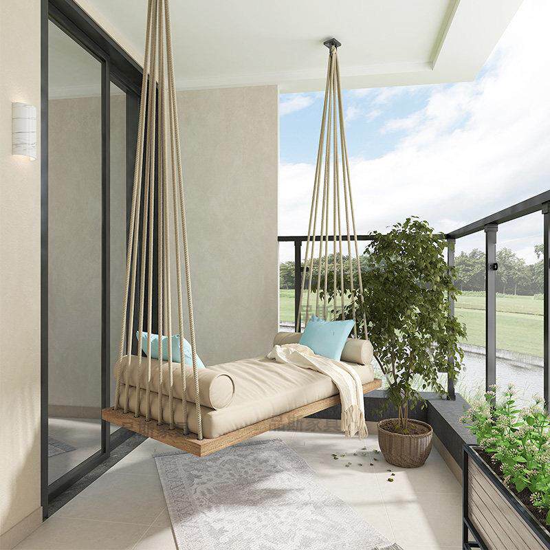 户外秋千户外挂篮家庭阳台实木单人和双人秋千室内摇篮椅吊床藤椅