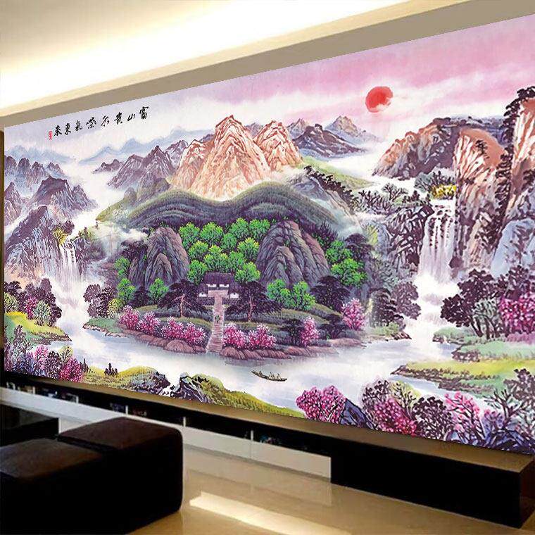 紫气东来钻石画十字绣2022新款线绣大气风景山水
