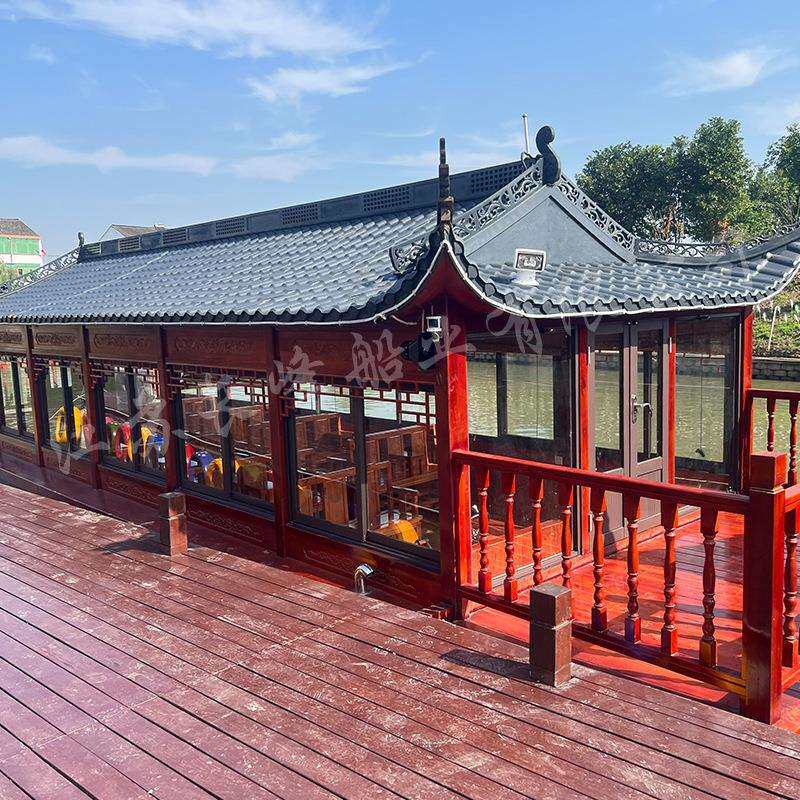 水上电动观光游船仿古船中式船景区画舫船14米商务接待画舫船