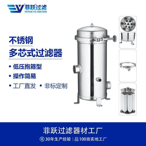 菲跃不锈钢芯式过滤器抱箍式精密过滤器pp多芯式低压保安过滤器