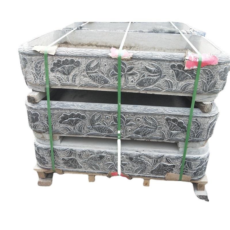 老石槽子仿古做旧青石石雕荷花缸石头花盆长方形马槽子现货