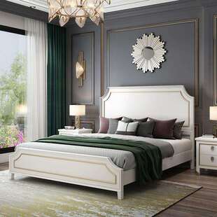 实木床1.8米双人床主卧1.5米白色橡木储物轻奢家具现代简约美式 床