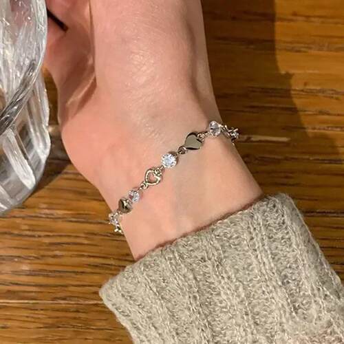 Hollow heart bracelet爱心锆石手链简约高级感ins风镂空心形手链