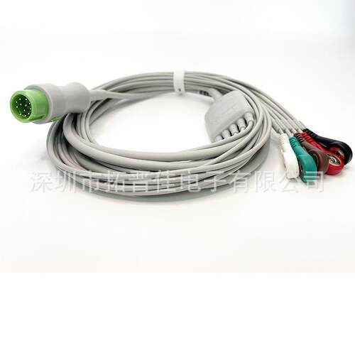 适用于迈瑞T5T8IPM8iMEC10N1215监护仪12针一体心电导联线