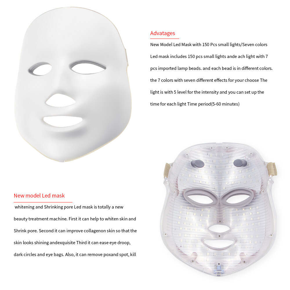 led彩光美容面部面罩 光子嫩肤七色脖子光谱仪家用脸部面膜美容仪