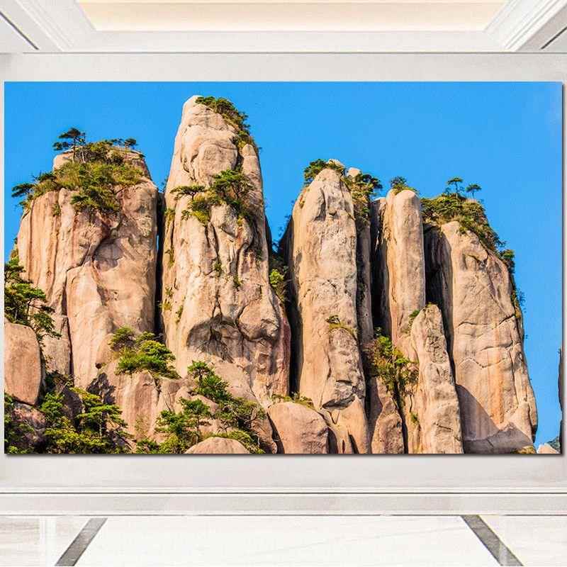 五指山山水画风水靠山图石头山客厅招财镇宅办公室装饰画挂画海报