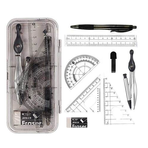 8-Pcs Math Geometry Drawing Tools Set with Stationery Box Ci