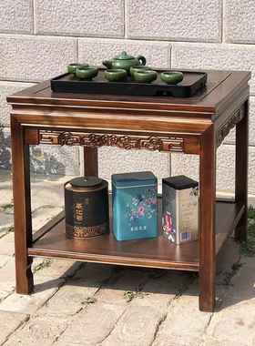 中4853边式正方形实木桌榆木客厅花四方茶几边柜架简约小沙发边几