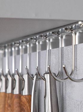 不锈钢挂钩排的钩免打孔厨房创意墙壁橱柜挂勾架一排壁挂免钉墙勾