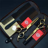 金色组合套装 紫龙理发剪刀平剪牙剪刘海剪 6.0寸 5.5 美发剪刀