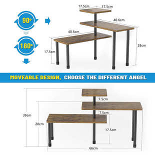 多功能三层木板置物架厨房转角调料收纳架桌面拐角角落置物架
