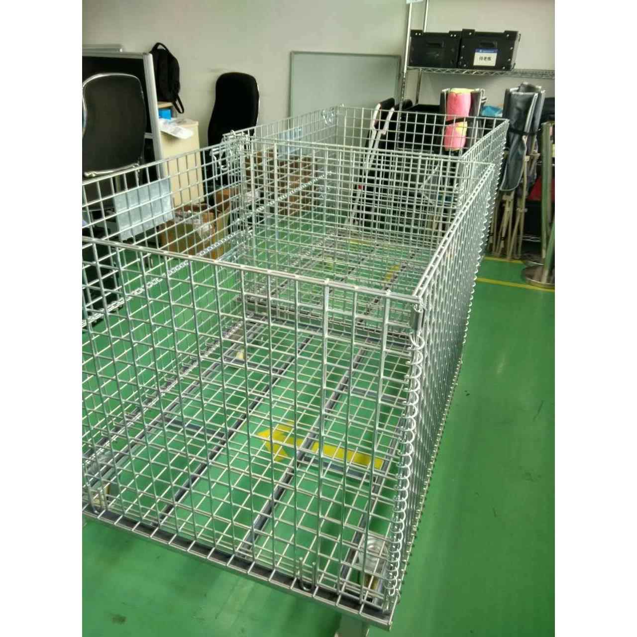 镀锌仓储笼 折叠式金属储物笼物流运输大铁笼 可加轮子