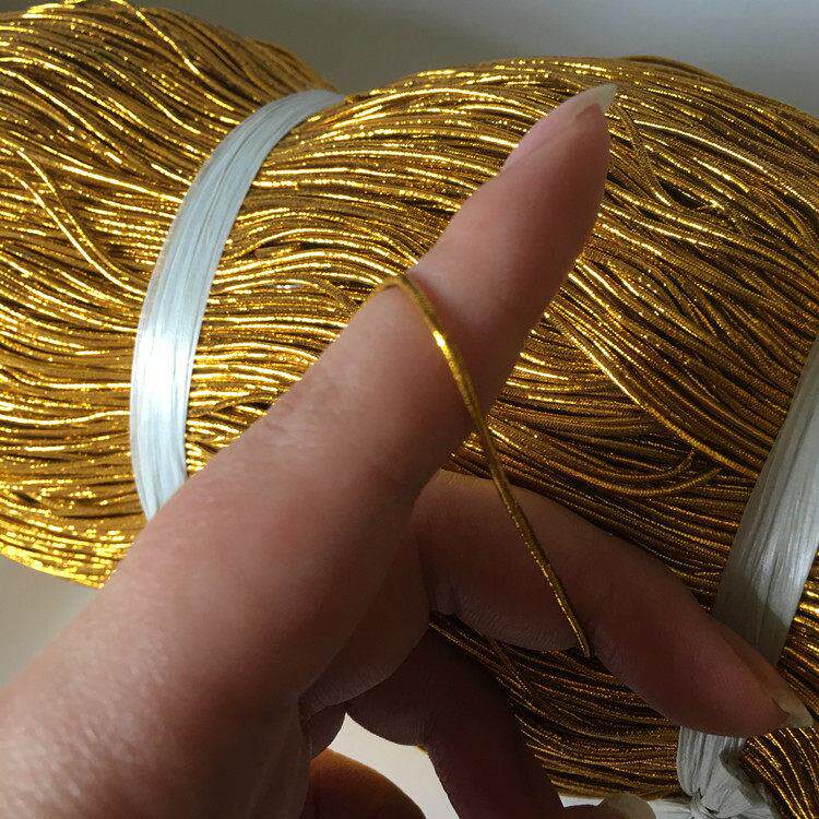 厂家直销1.0-1.5mm金色银色圆包芯弹力绳 工艺牛筋吊牌绳金葱线