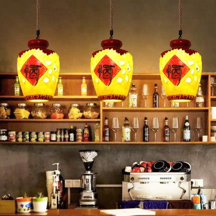 酒坛吊灯中式复古创意餐厅饭店酒馆大门灯民宿客栈装饰火锅店灯具