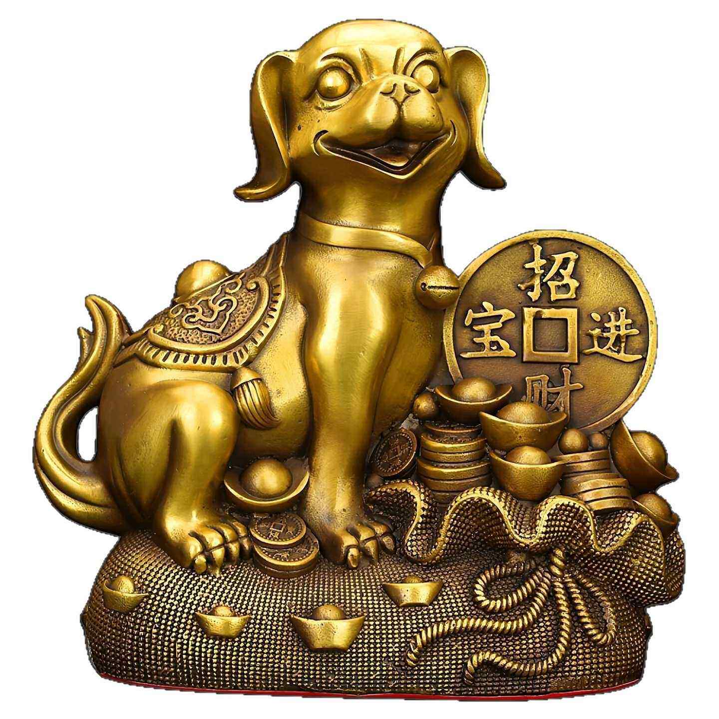 铜狗摆件纯铜聚宝盆狗生肖狗钱袋狗家用办公室装饰狗年吉祥金钱狗