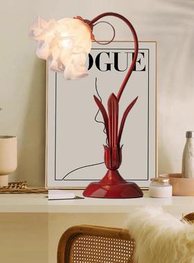 结婚ETM台灯卧室头朵铃兰红色花喜灯年轻人长明l床eb