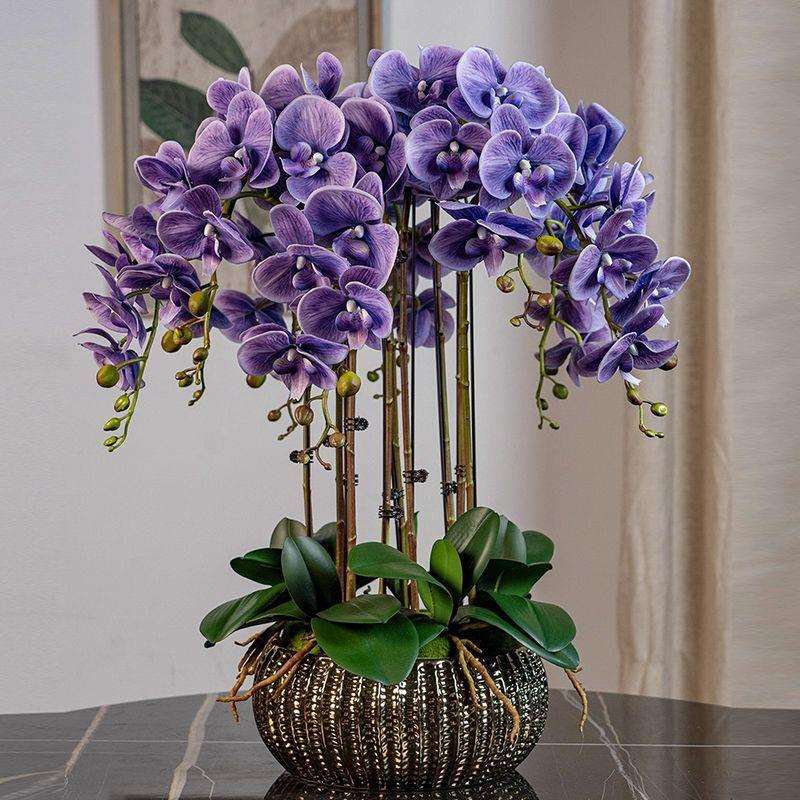 假花真大盆栽保湿蝴蝶兰仿真花套装客厅玄关装饰花艺摆件