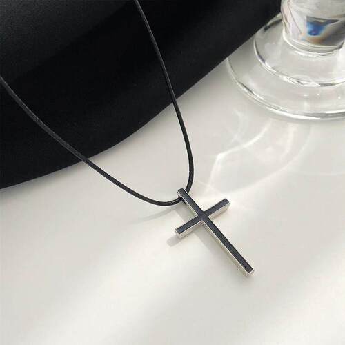 Cross Border Retro Cross Men Women Black Necklace 十字架项炼