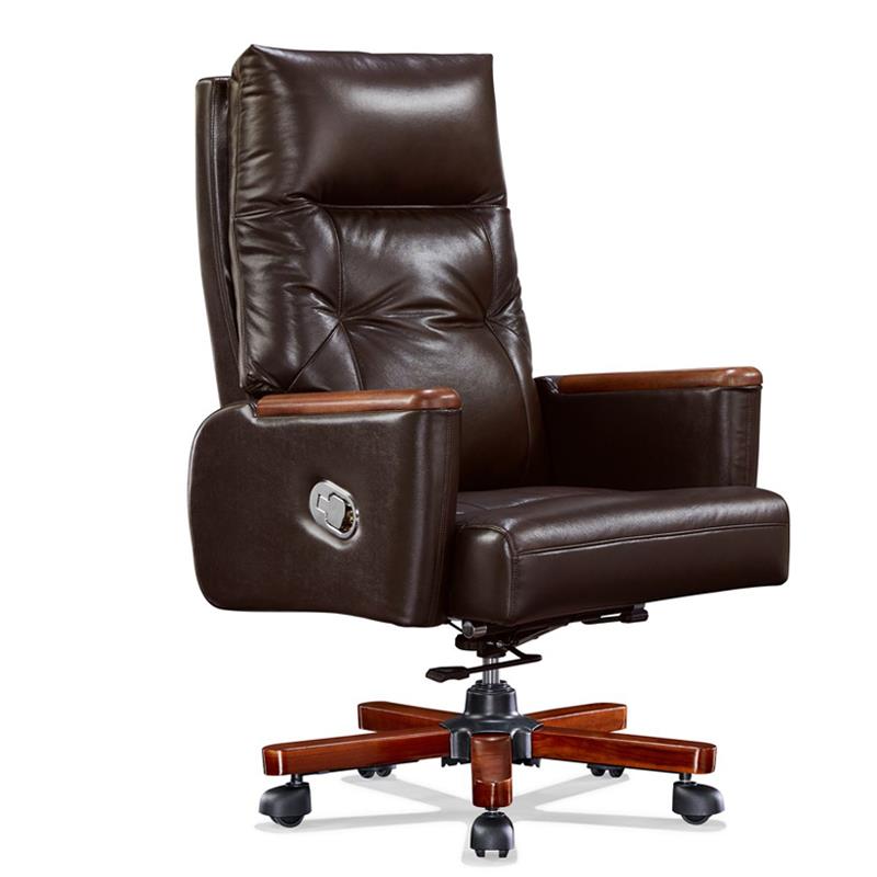 正品西颂新中式老板椅商务牛大班椅可电脑躺皮椅家升降实木脚书房