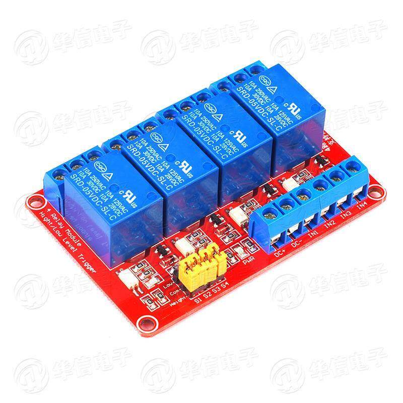 4路电磁继电器模块高低电平触发PLC驱动模组5v12v24v继电器控制板