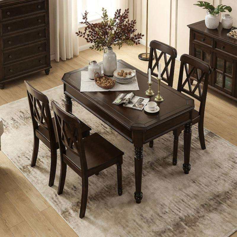 美式实木餐桌小户型白蜡木吃饭餐桌椅组合家用方形餐桌餐椅