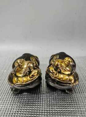 古玩貔貅摆件一对家居客厅玄关铜器开业礼品仿古收藏工艺品