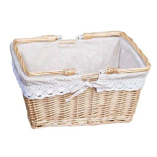 Picnic Basket Woven Natural Wicker Basket With Handles For