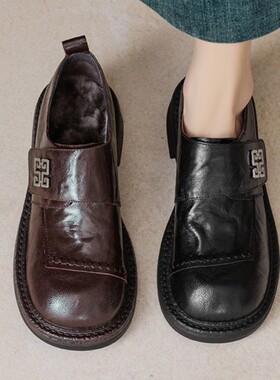 【意大利】René Vanvilla飒美高阶?粗跟4cm 小羊皮魔术贴小皮鞋