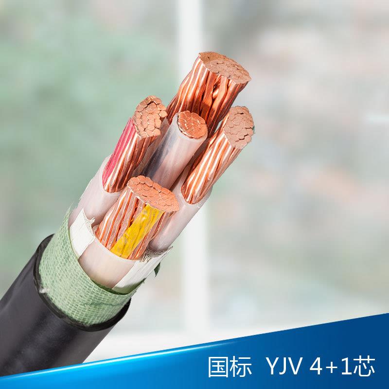人民线缆 国标电力电缆纯铜芯户外施工硬电缆线YJV4*50+1*25平方