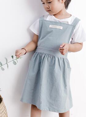 正品儿童裙定棉制loo印字g罩衣围纯女时尚可爱日系韩版厨房工作服