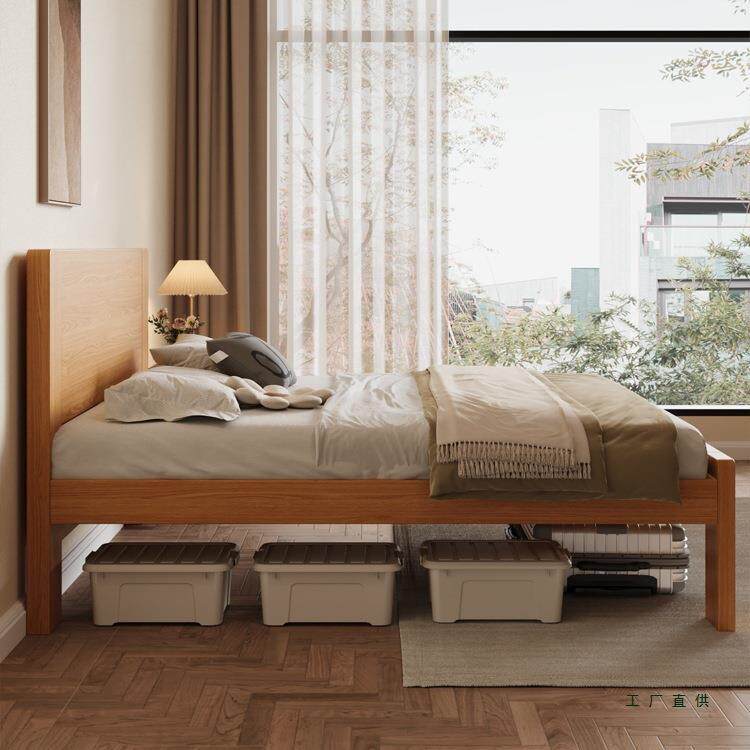 橡木F5M8SS9J实床现选代简约1式米2单人床高木度可日1米5主卧1.8