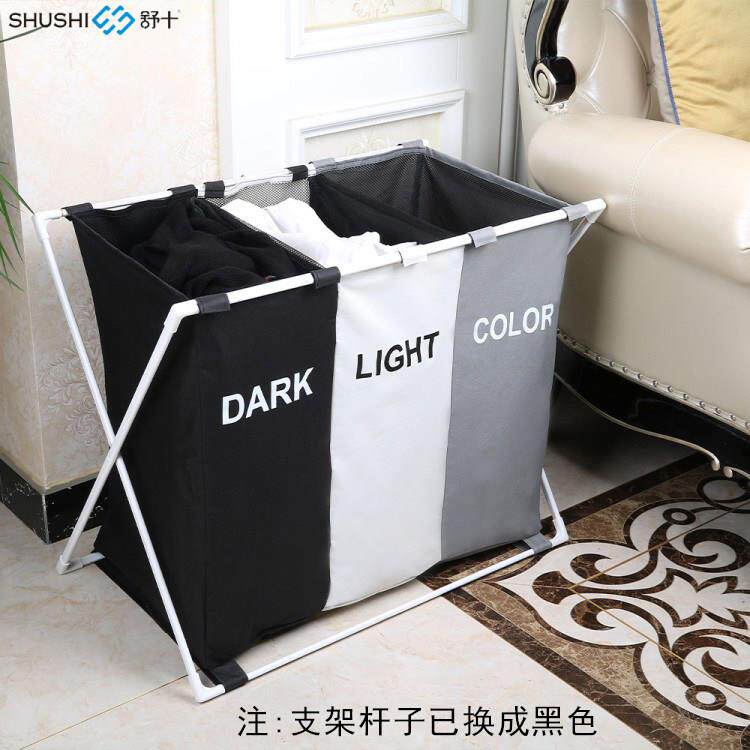 舒十家用分格脏衣篮牛津布可折叠脏衣服收纳筐大号框脏衣篓洗衣篮